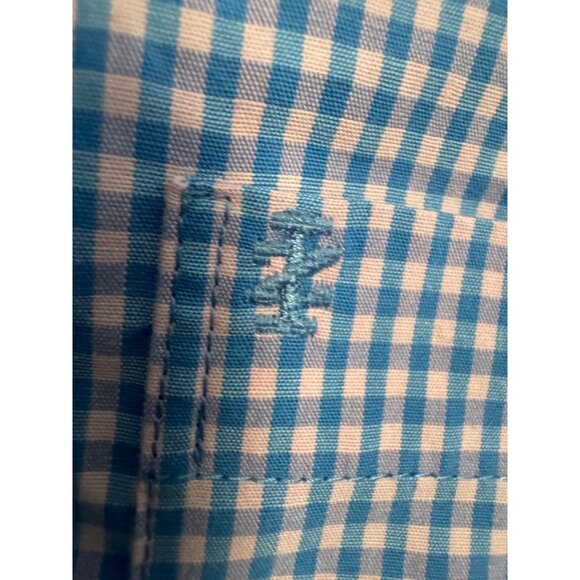 Izod Mens Long Sleeve Button-Down Shirt Blue & Pink Gingham Check XL - Picture 7 of 7